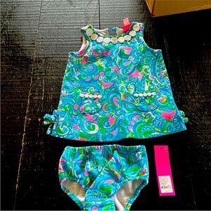 Lily Pulitzer Baby Knit Shift Dress Seabreeze Blue size 12-18 months